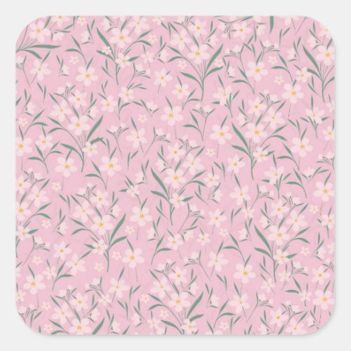 Watercolor Pink Floral Botanical Pale Pink design Square Sticker