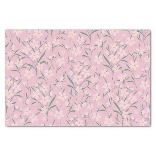 Watercolor Pink Floral Botanical Pale Pink design Tissue Paper