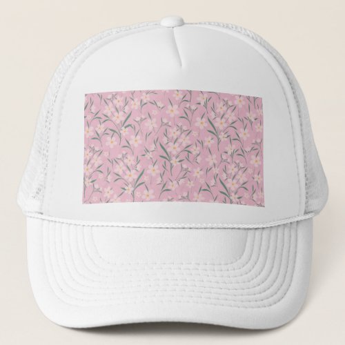 Watercolor Pink Floral Botanical Pale Pink design Trucker Hat