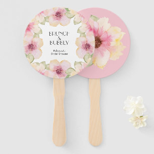 Watercolor Pink Floral Bridal Shower Hand Fan