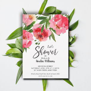 Watercolor Pink Floral Bridal Shower Invitation