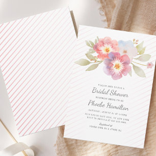 Watercolor Pink Floral Bridal Shower Invitation