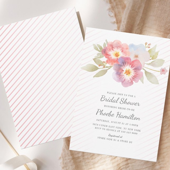 Watercolor Pink Floral Bridal Shower Invitation (Watercolor Pink Floral Bridal Shower Invitation)
