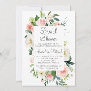 Watercolor Pink Floral Bridal Shower Invitation