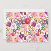 Watercolor Pink Floral Bridal Shower Invitations (Back)