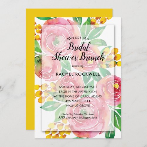 Watercolor Pink Floral Bridal Shower Invitations