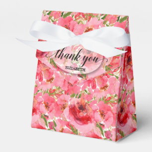 Watercolor Pink Floral Bridal Shower Tent Favor Boxes