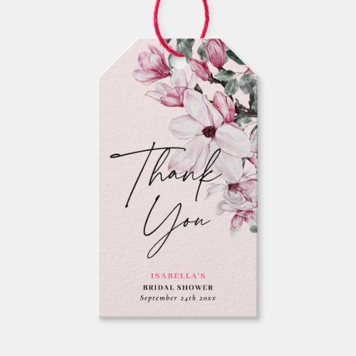 Watercolor Pink Floral Bridal Shower Thank You Gift Tags