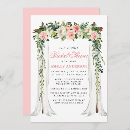 Watercolor Pink Floral Canopy Bridal Shower Invitation