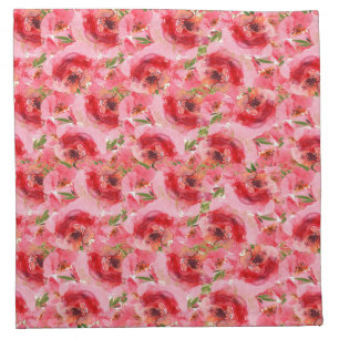 Watercolor Pink Floral Cloth Napkin