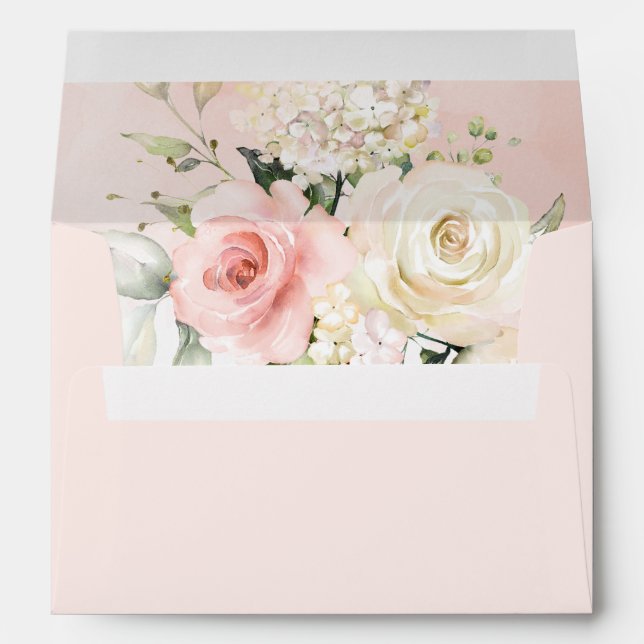 Watercolor Pink Floral Elegant Envelope (Back (Bottom))
