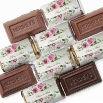 Watercolor Pink Floral Frame Shiny Bronze Party Hershey's Miniatures