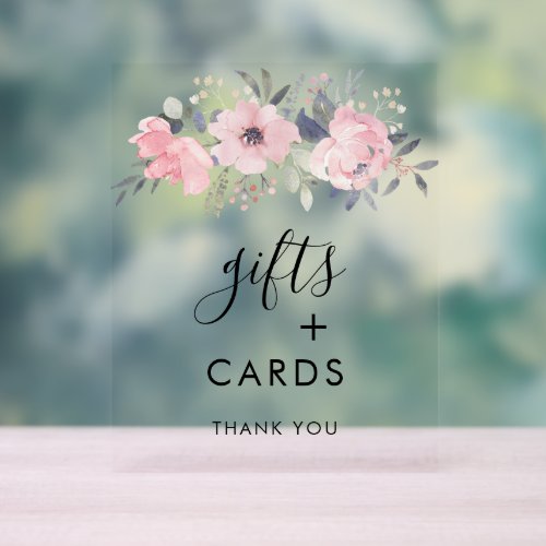 Watercolor Pink Floral Gifts and Cards Wedding Acrylic Sign