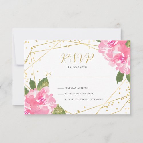 Watercolor Pink Floral Gold Bat Mitzvah
