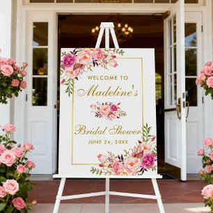Watercolor Pink Floral Gold Bridal Shower Foam Board
