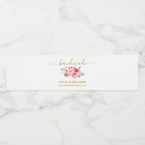 Watercolor Pink Floral Handmade Wraparound Label