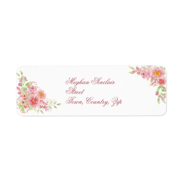 Watercolor Pink Floral Label (Front)