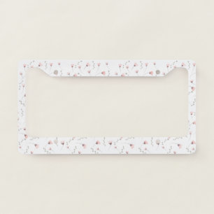 Watercolor Pink Floral License Plate Frame