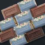 Watercolor Pink Floral Love Is Sweet Dusty Blue Hershey's Miniatures<br><div class="desc">Modern Elegant Calligraphy Script Watercolor Pink White Floral Wedding Love is Sweet Chocolate Candy Bars include pink roses,  white flowers and botanical greenery. Dusty Blue Background.</div>