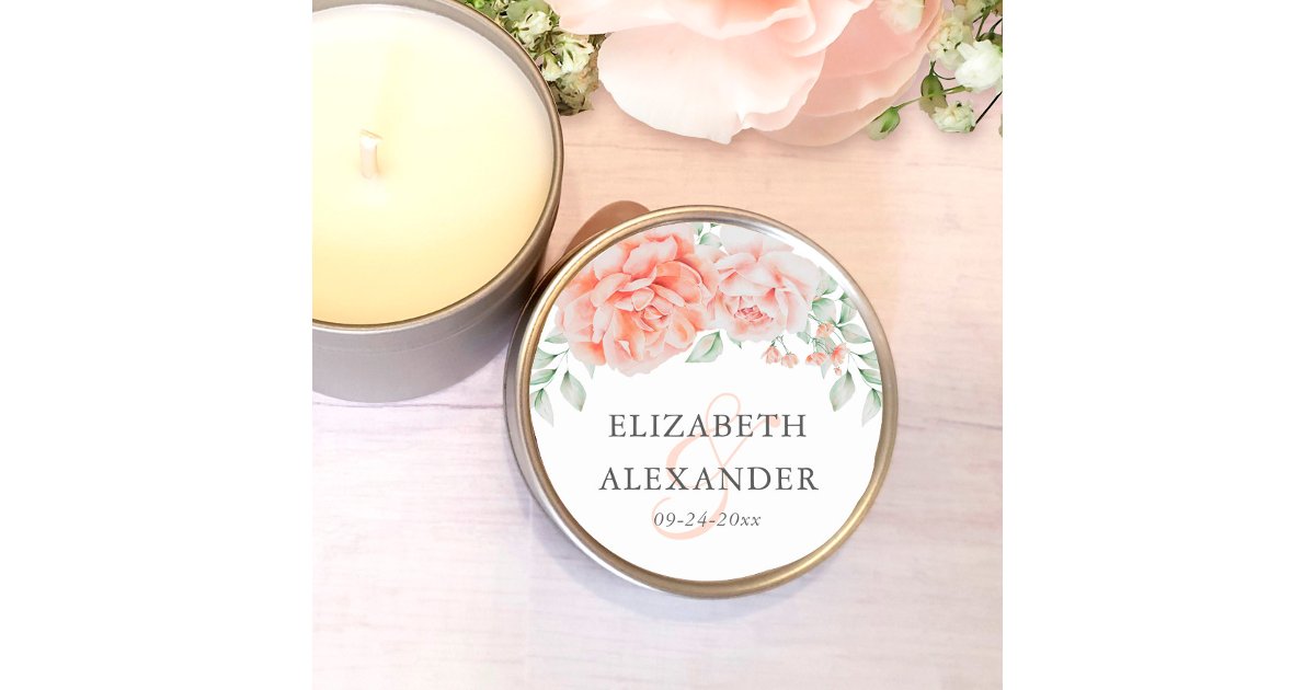 Watercolor Pink Floral Monogram Wedding Classic Round Sticker | Zazzle