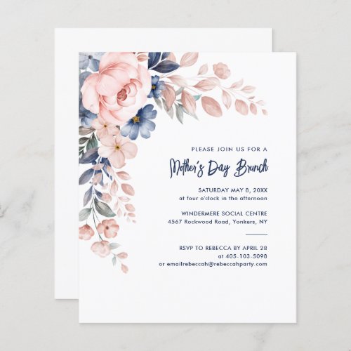 Watercolor Pink Floral Mothers Day Brunch Invites