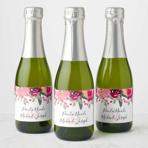 Watercolor Pink Floral Personalized Wedding Mini C