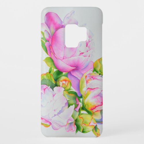 Watercolor pink floral pink peonies white floral Case_Mate samsung galaxy s9 case