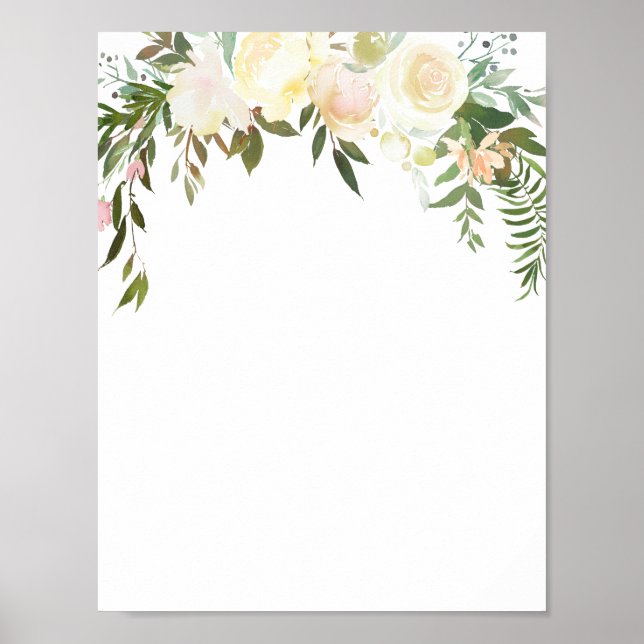 Watercolor Pink Floral Poster - Add your own text (Front)
