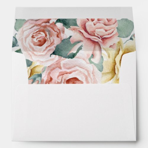 Watercolor Pink Floral Pretty Envelope