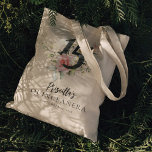 Watercolor Pink Floral Quinceanera 15th Birthday Tote Bag<br><div class="desc">Cute modern yet elegant Quinceañera Mis Quince Anos birthday party tote bag. Rustic floral greenery and pink rose foliage. The template that can be easily edited and the text replaced with your own details by clicking the "Personalize" button. For further customization, please click the "Customize Further" link and use our...</div>
