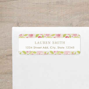 Watercolor Pink Floral Return Address Label