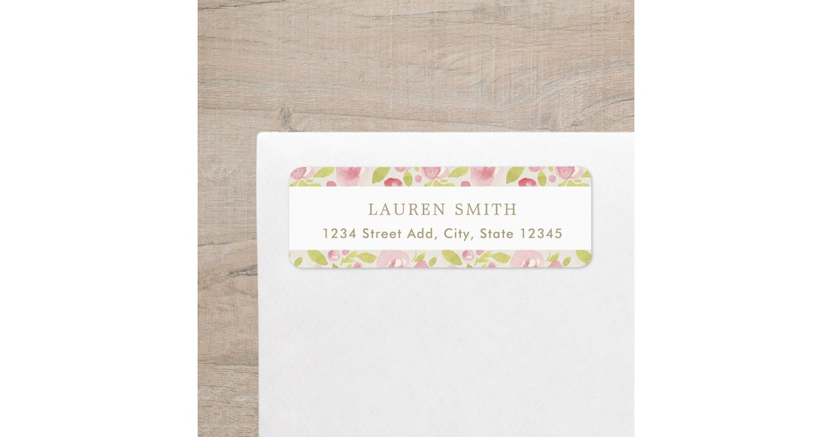 Watercolor Pink Floral Return Address Label | Zazzle