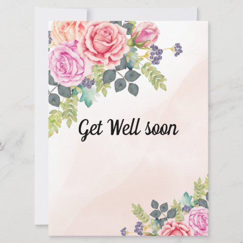 watercolor pink floral stylish card