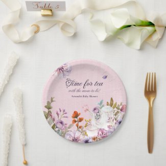 Watercolor Pink Floral Tea Party Baby Shower