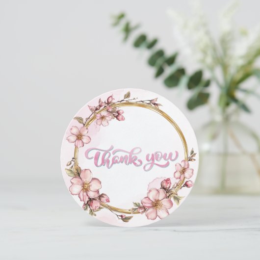 Watercolor Pink Floral Thank You  (Standing Front)