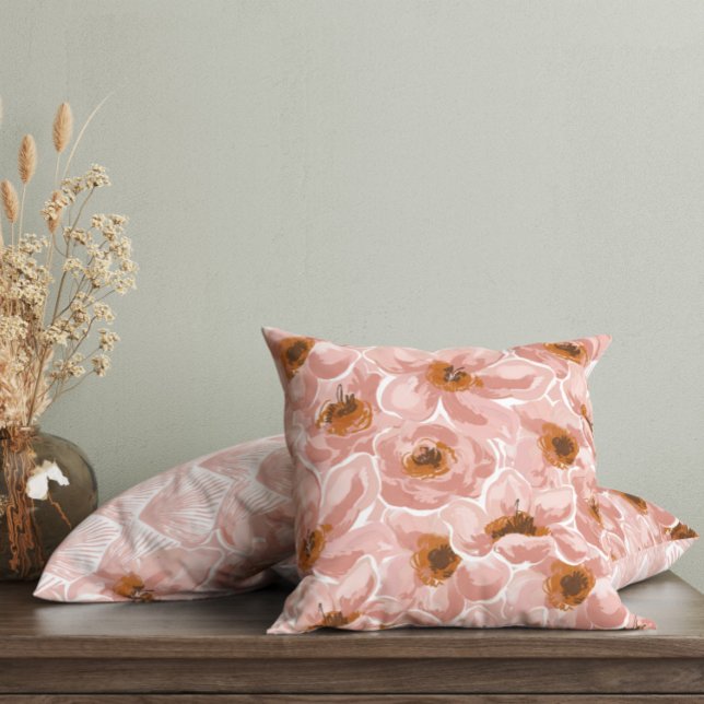 Watercolor Pink Floral Throw Pillow (Creator Uploaded)