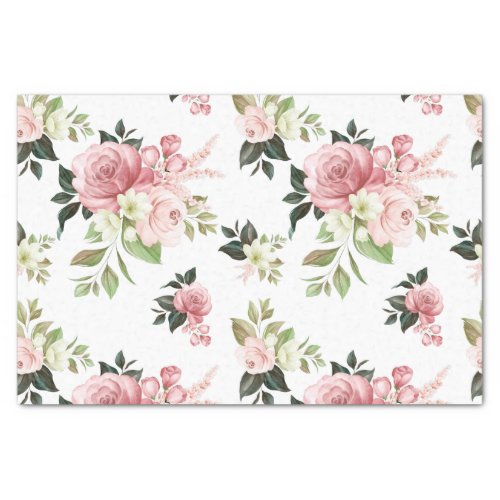 Watercolor Pink Floral Tissue Paper