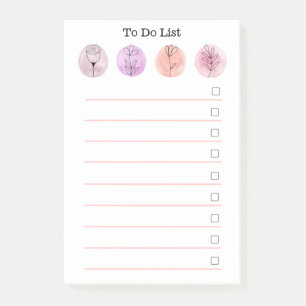 Watercolor Pink Floral To Do List Post-it Notes