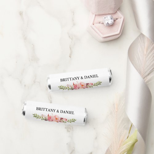 Watercolor Pink Floral Wedding Breath Savers Mints