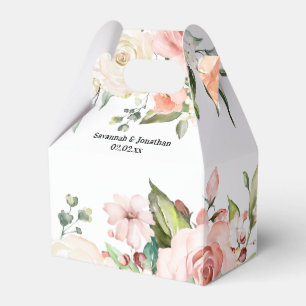 Watercolor Pink Floral Wedding Favor Boxes