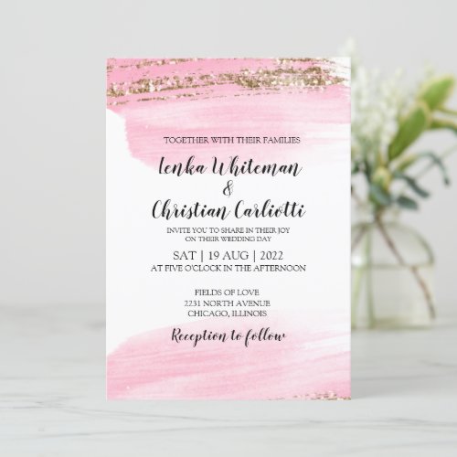 Watercolor Pink Floral Wedding Invitation