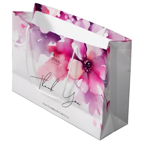 Watercolor Pink Floral Wedding Large Gift Bag