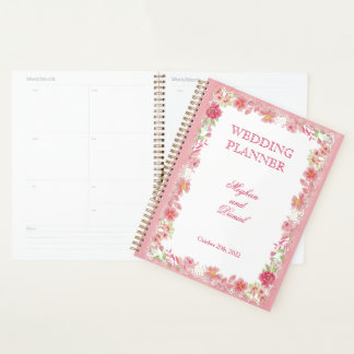  Watercolor Pink Floral Wedding Planner
