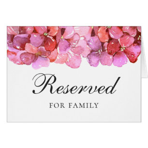 Watercolor pink floral wedding reserved sign cards