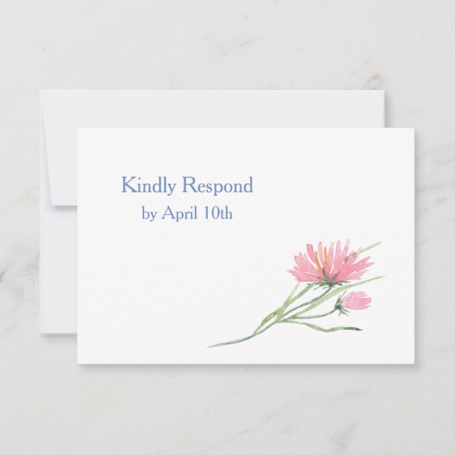 Watercolor Pink Floral Wedding RSVP (Front)