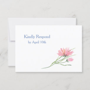 Watercolor Pink Floral Wedding RSVP Card