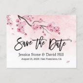 Watercolor Pink Floral Wedding Save the Date Announcement Postcard (Front)
