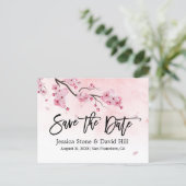 Watercolor Pink Floral Wedding Save the Date Announcement Postcard (Standing Front)