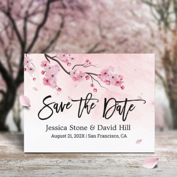 Watercolor Pink Floral Wedding Save The Date Announcement Postcard by myinvitation at Zazzle