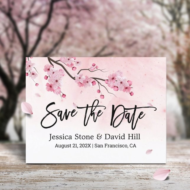 Watercolor Pink Floral Wedding Save the Date Announcement Postcard